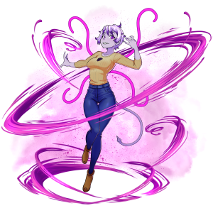marinxia doing purple magic around her