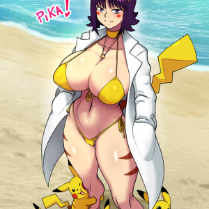 professor ivy from pokemon in a sexy bikini of pikachu