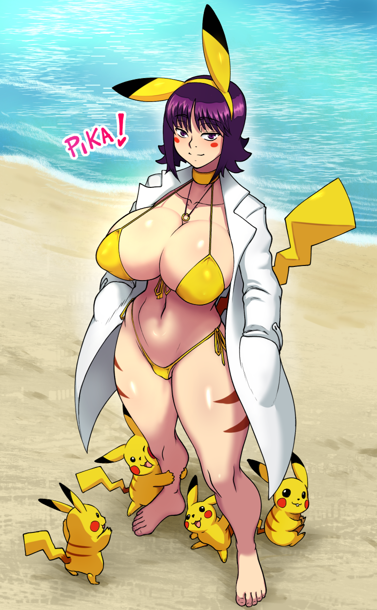 professor ivy from pokemon in a sexy bikini of pikachu